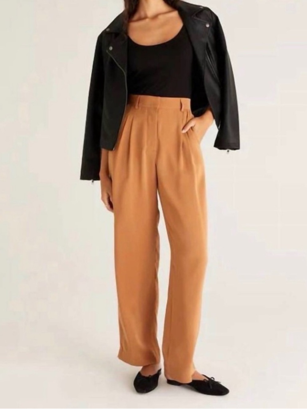 New Z Supply Trousers The Lucy Twill Pants Wide Leg High Rise Slacks Work Office